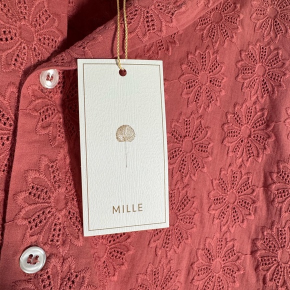 Mille Resort Travel Shirt Size XS Pink Eyelet Sofia Top Longsleeve - Picture 10 of 11